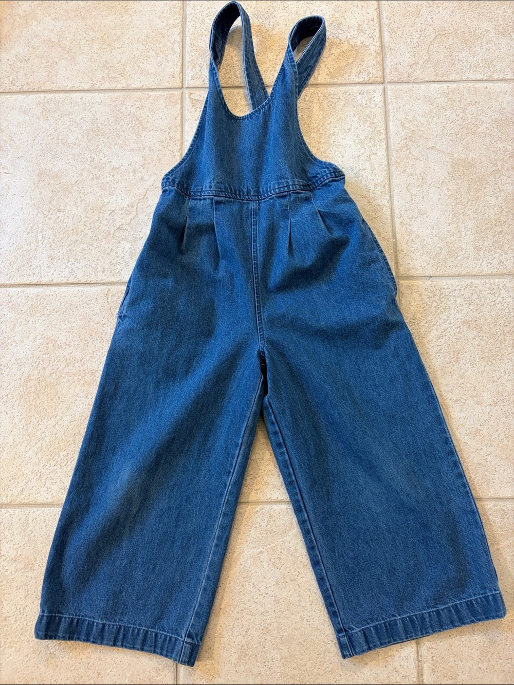Girls Hanna Anderson Wide-Leg Denim Overalls - Blue